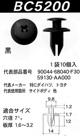 内張りクリップBC5200